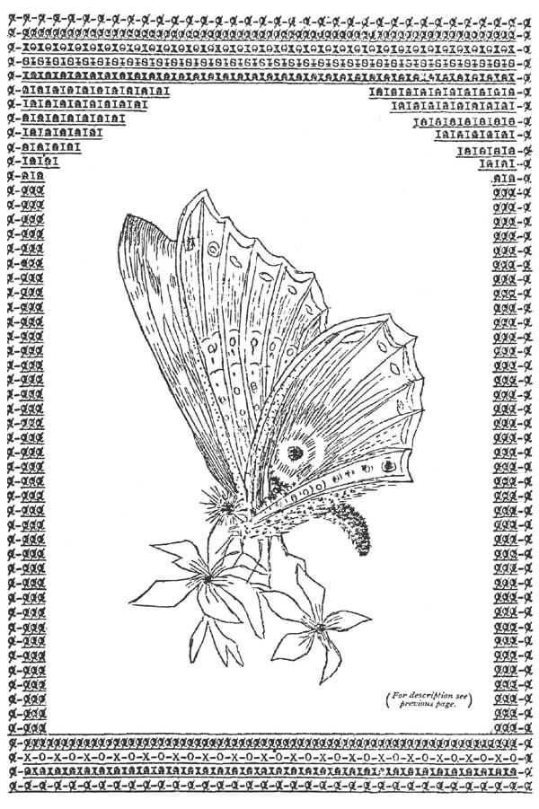 Typewritten drawing of a butterfly