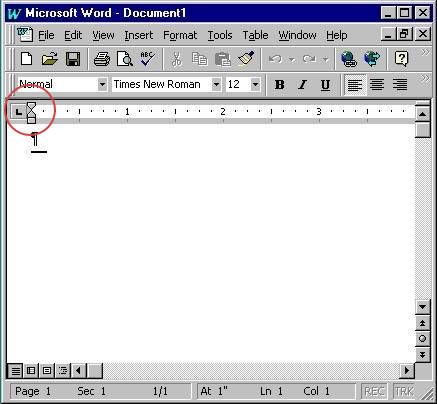 Margin stops in MS Word.